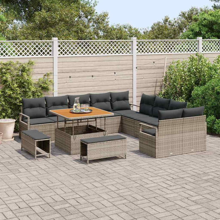 Havesofa Sæt med pude med pude 13 pcs Grå 100 x 100 x 71 cm