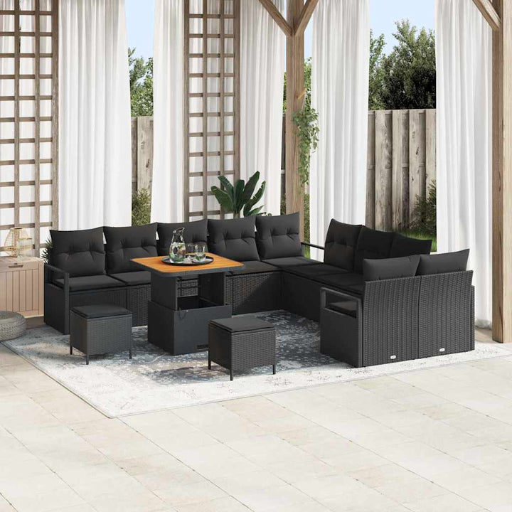 Havesofa Sæt med pude med pude 13 pcs Sort 80 x 80 x 71 cm
