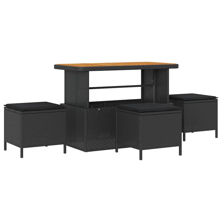 Havesofa Sæt med pude med pude 14 pcs Sort 110 x 55 x 71 cm