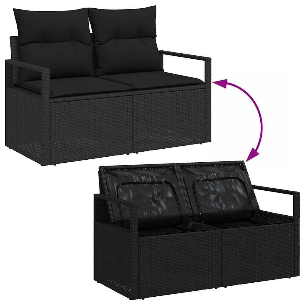 Havesofa Sæt med pude med pude 14 pcs Sort 110 x 55 x 71 cm