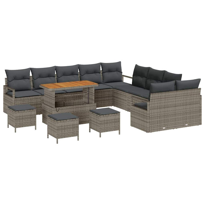 Havesofa Sæt med pude med pude 14 pcs Grå 110 x 55 x 71 cm