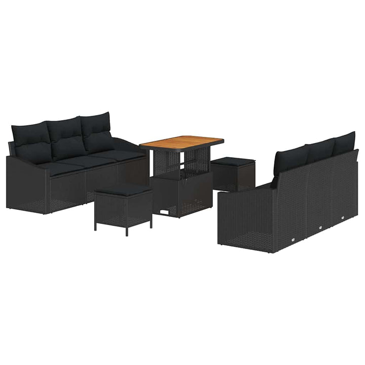 Havesofa Sæt med pude med opbevaring 9 pcs Sort 90 x 55 x 71 cm
