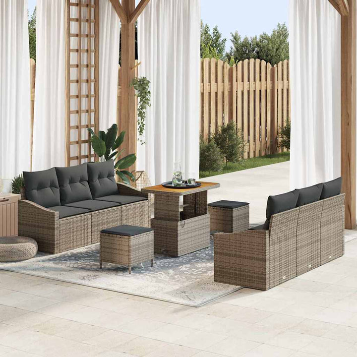 Havesofa Sæt med pude med opbevaring 9 pcs Grå 90 x 55 x 71 cm