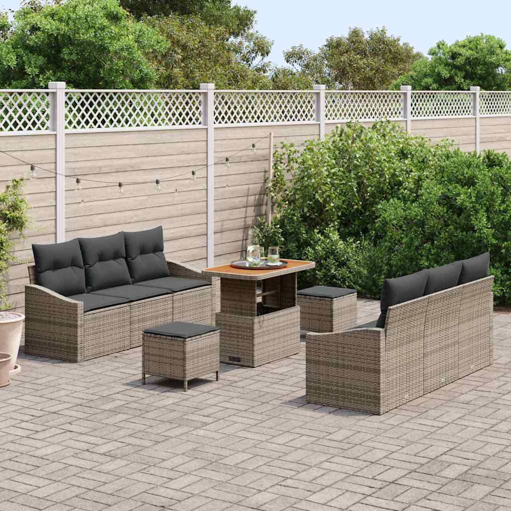 Havesofa Sæt med pude med opbevaring 9 pcs Grå 90 x 55 x 71 cm