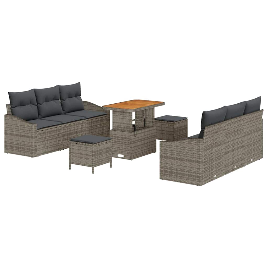 Havesofa Sæt med pude med opbevaring 9 pcs Grå 90 x 55 x 71 cm