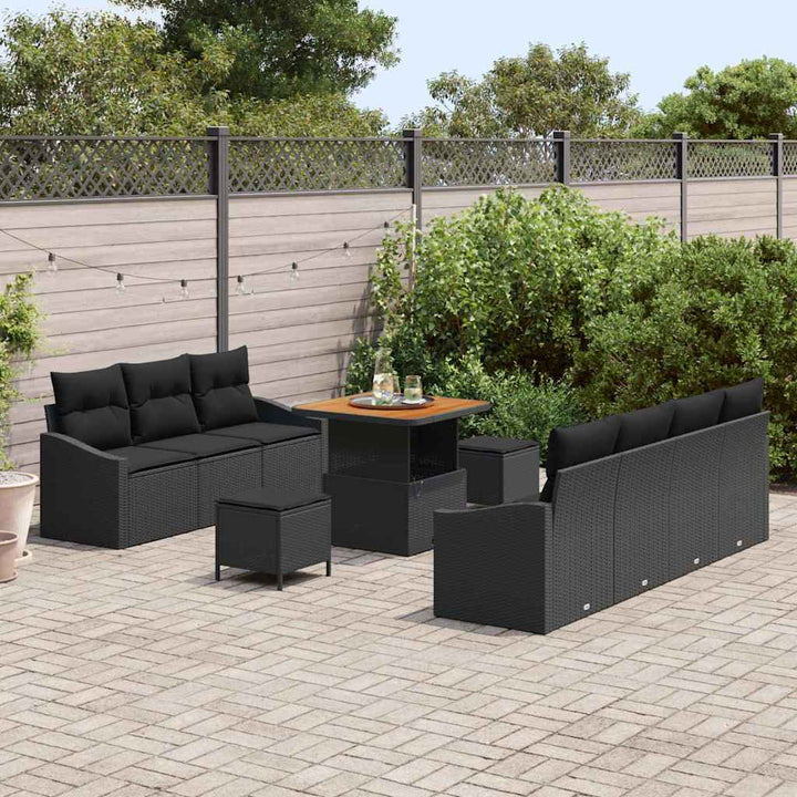 Havesofa Sæt med pude med pude 10 pcs Sort 80 x 80 x 71 cm