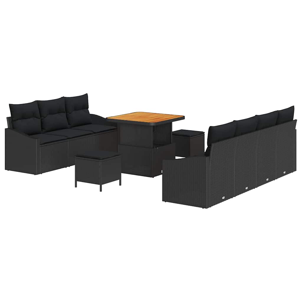 Havesofa Sæt med pude med pude 10 pcs Sort 80 x 80 x 71 cm