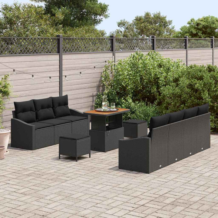 Havesofa Sæt med pude med pude 10 pcs Sort 90 x 55 x 71 cm