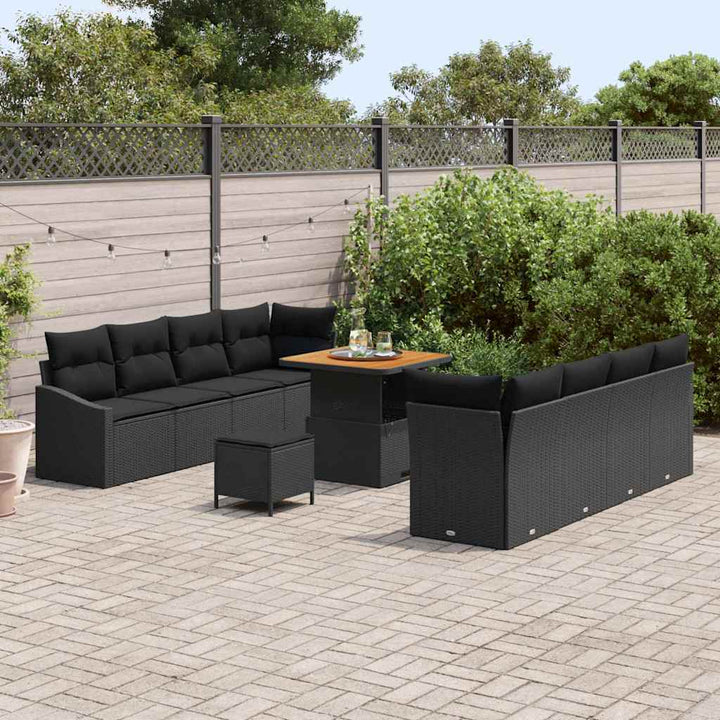 Havesofa Sæt med pude med pude 11 pcs Sort 80 x 80 x 71 cm