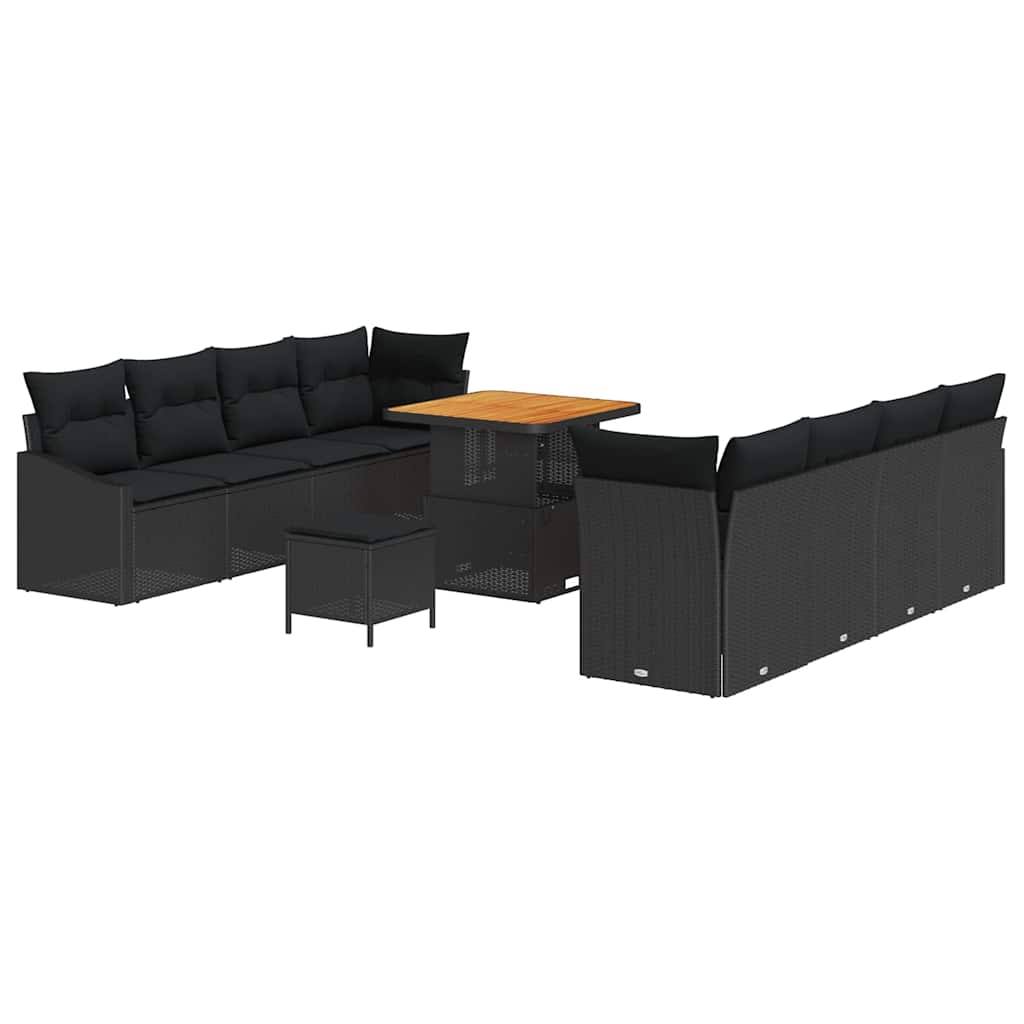 Havesofa Sæt med pude med pude 11 pcs Sort 80 x 80 x 71 cm