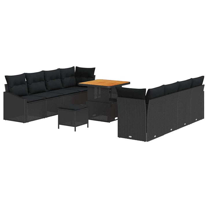 Havesofa Sæt med pude med pude 11 pcs Sort 80 x 80 x 71 cm