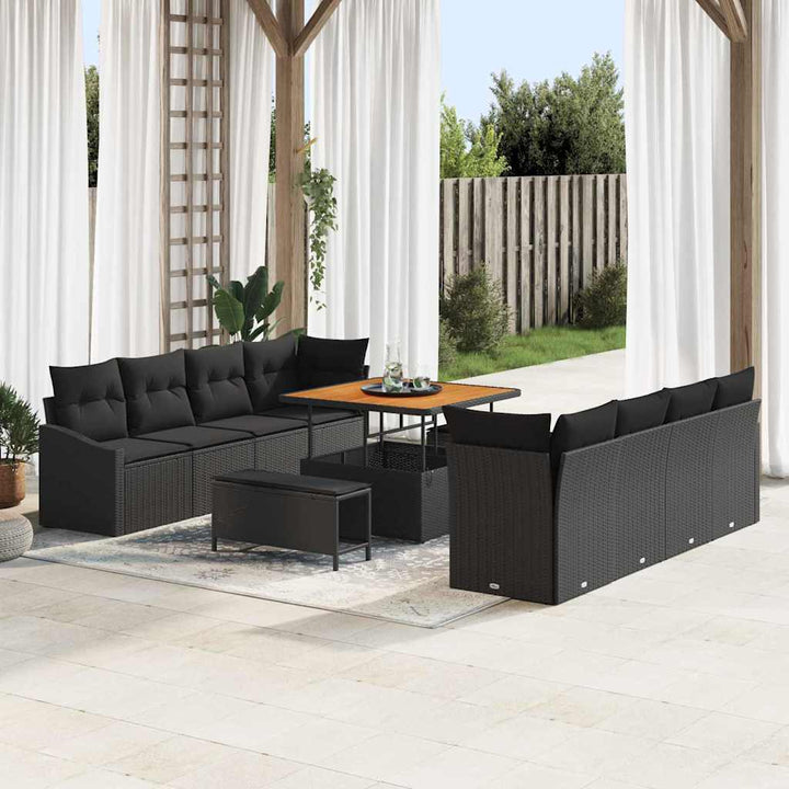 Havesofa Sæt med pude med pude 11 pcs Sort 100 x 100 x 71 cm
