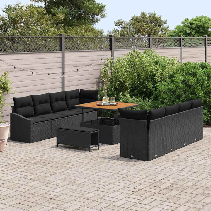 Havesofa Sæt med pude med pude 11 pcs Sort 100 x 100 x 71 cm