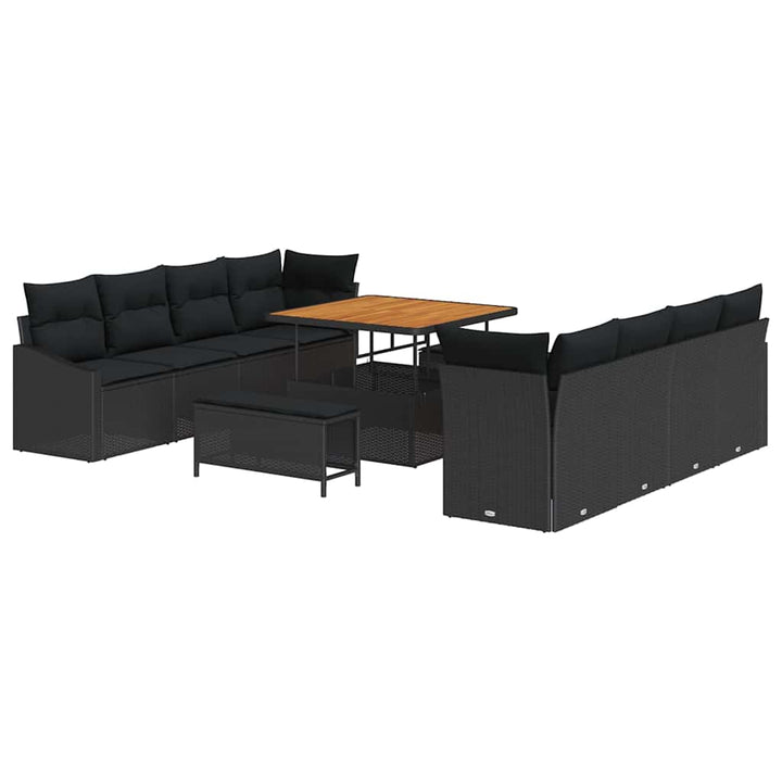 Havesofa Sæt med pude med pude 11 pcs Sort 100 x 100 x 71 cm