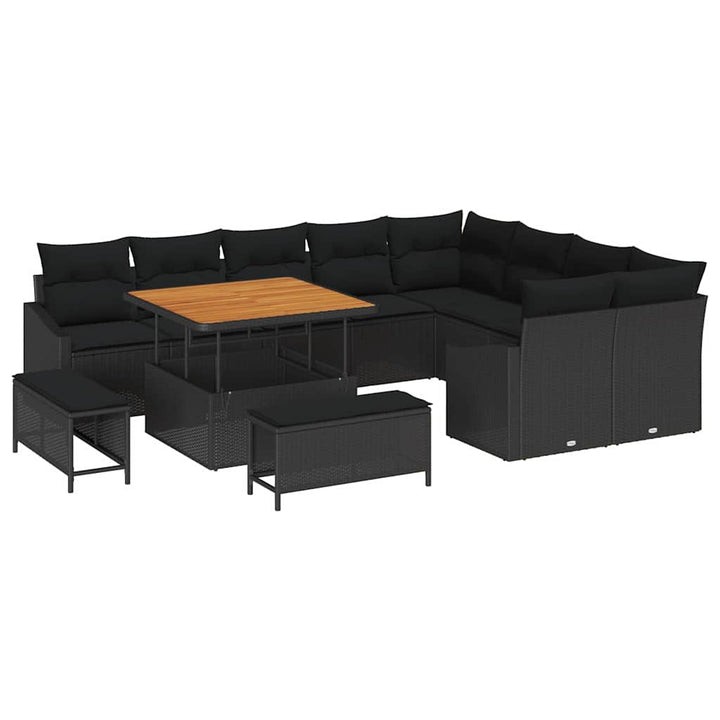 Havesofa Sæt med pude med pude 12 pcs Sort 100 x 100 x 71 cm