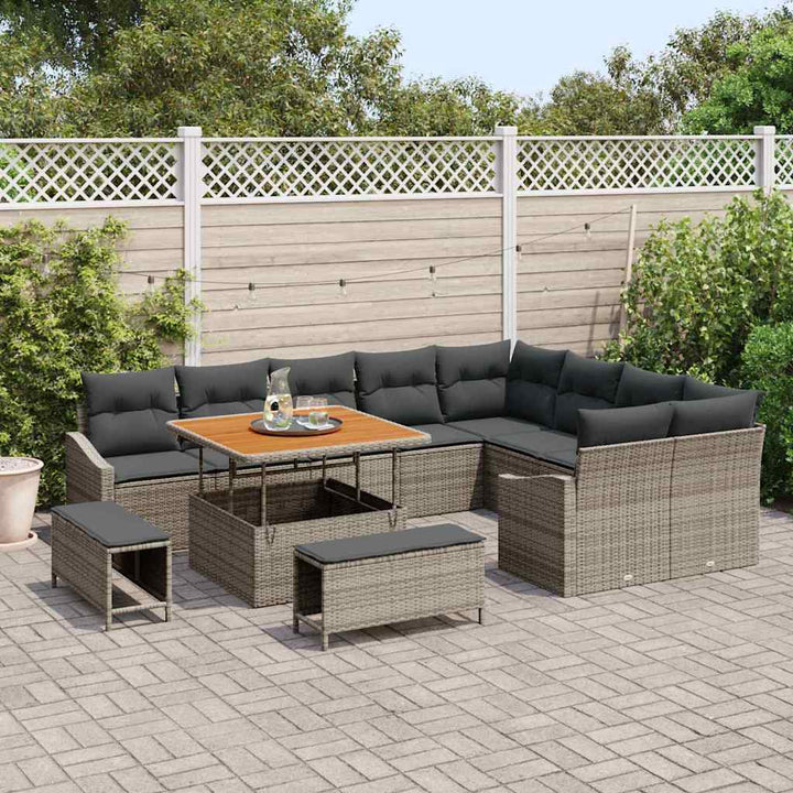 Havesofa Sæt med pude med pude 12 pcs Grå 100 x 100 x 71 cm