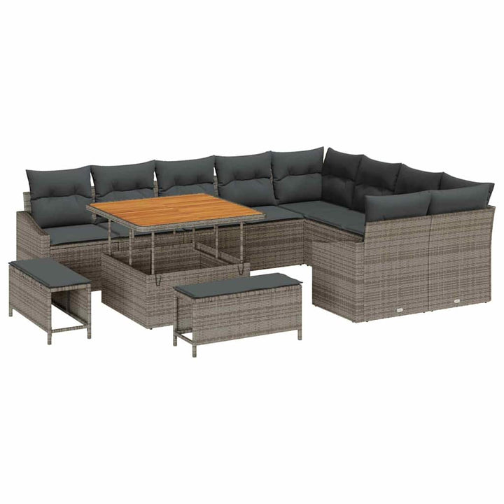 Havesofa Sæt med pude med pude 12 pcs Grå 100 x 100 x 71 cm