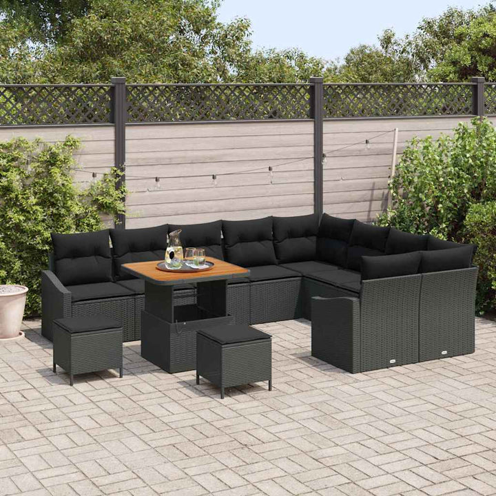 Havesofa Sæt med pude med pude 12 pcs Sort 80 x 80 x 71 cm