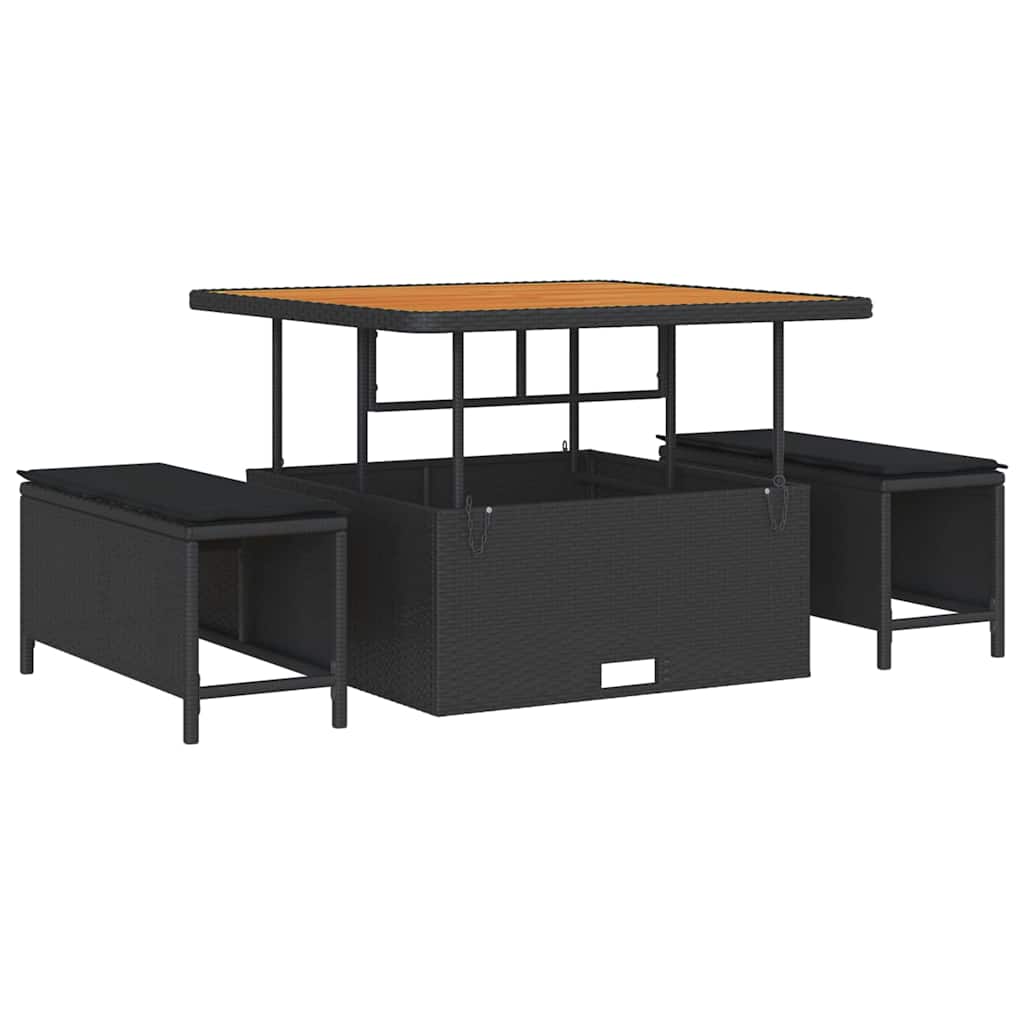 Havesofa Sæt med pude med pude 13 pcs Sort 100 x 100 x 71 cm