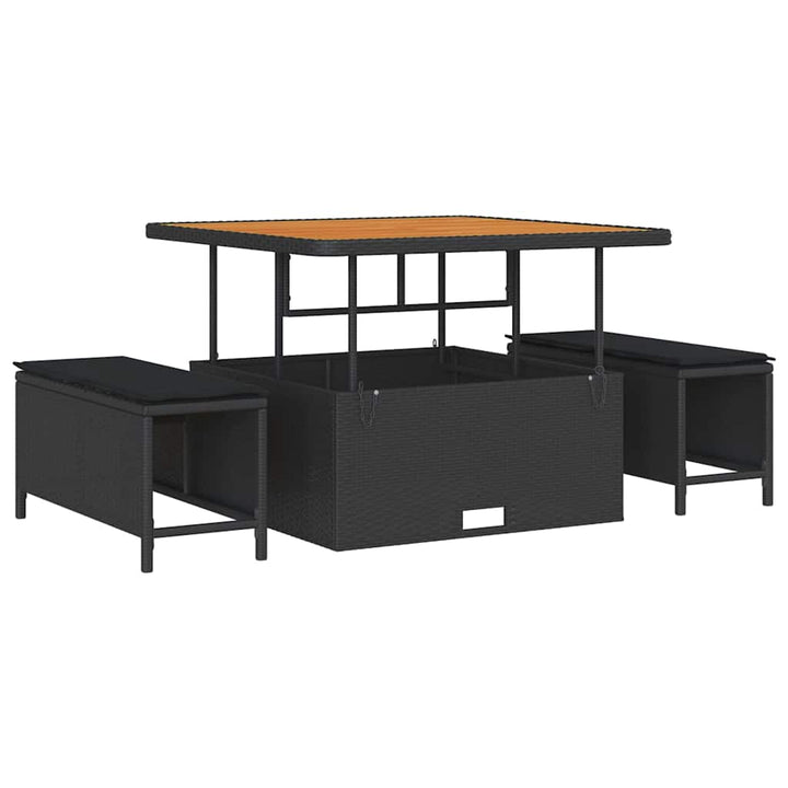 Havesofa Sæt med pude med pude 13 pcs Sort 100 x 100 x 71 cm