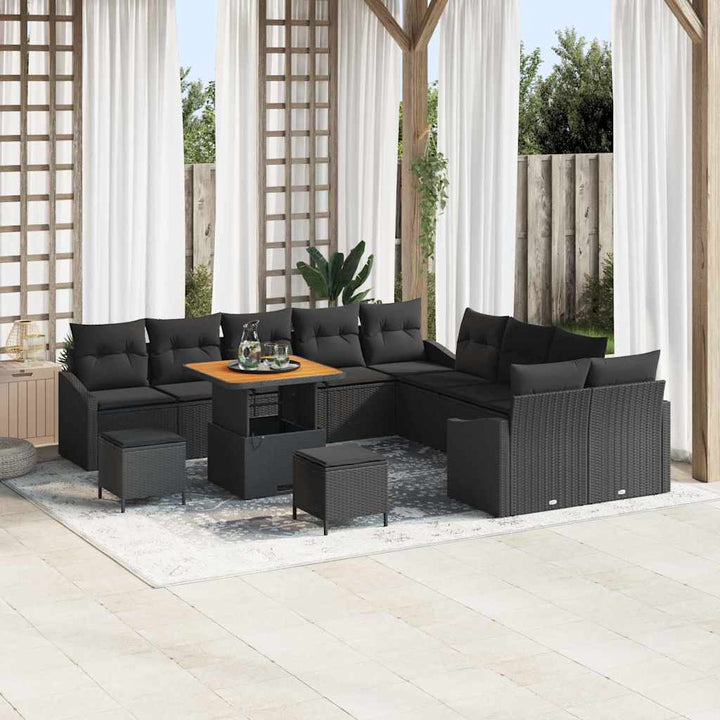 Havesofa Sæt med pude med pude 13 pcs Sort 100 x 100 x 71 cm