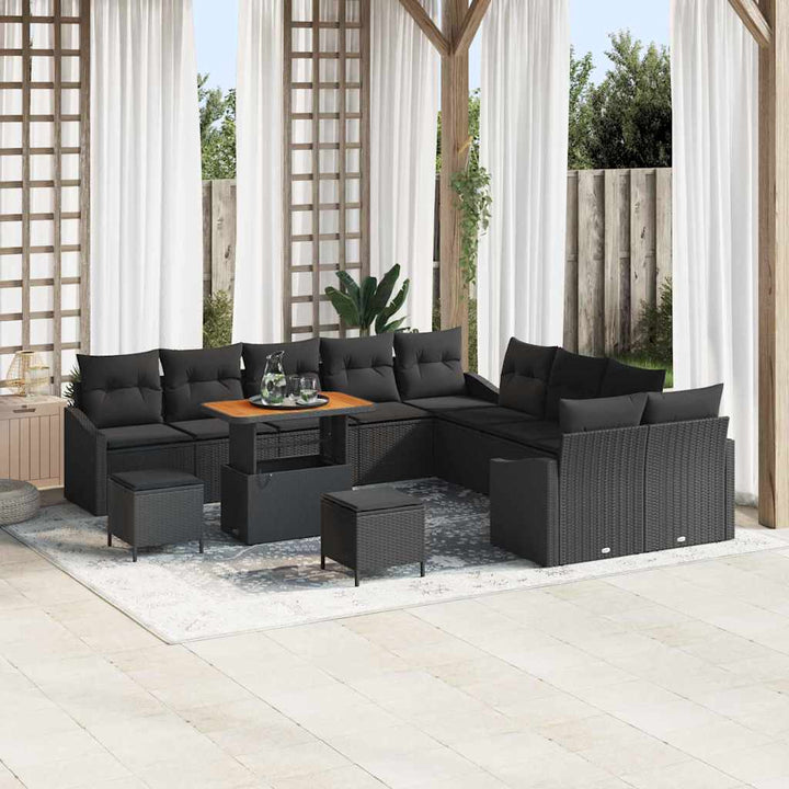 Havesofa Sæt med pude med pude 13 pcs Sort 100 x 100 x 71 cm
