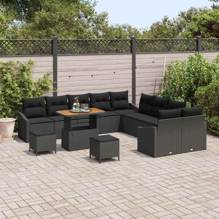 Havesofa Sæt med pude med pude 13 pcs Sort 100 x 100 x 71 cm