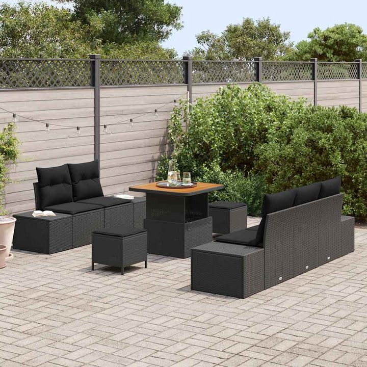 Havesofa Sæt med pude med opbevaring 8 pcs Sort 80 x 80 x 71 cm