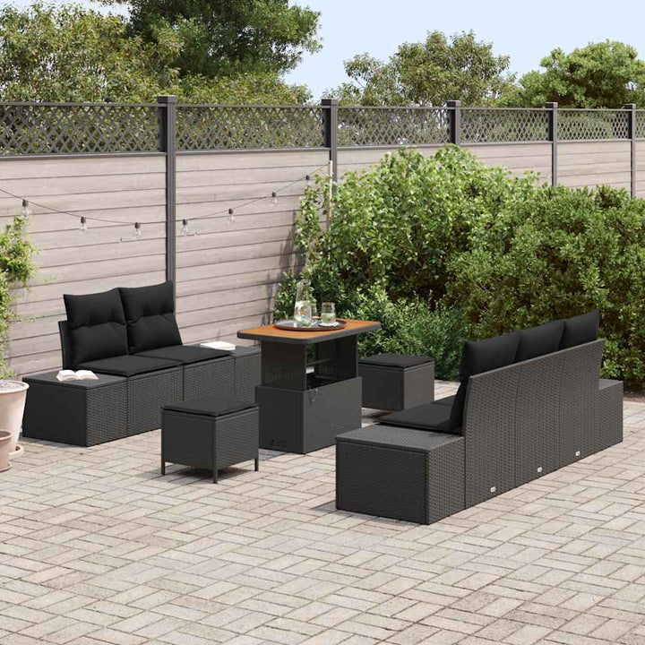 Havesofa Sæt med pude med opbevaring 8 pcs Sort 90 x 55 x 71 cm