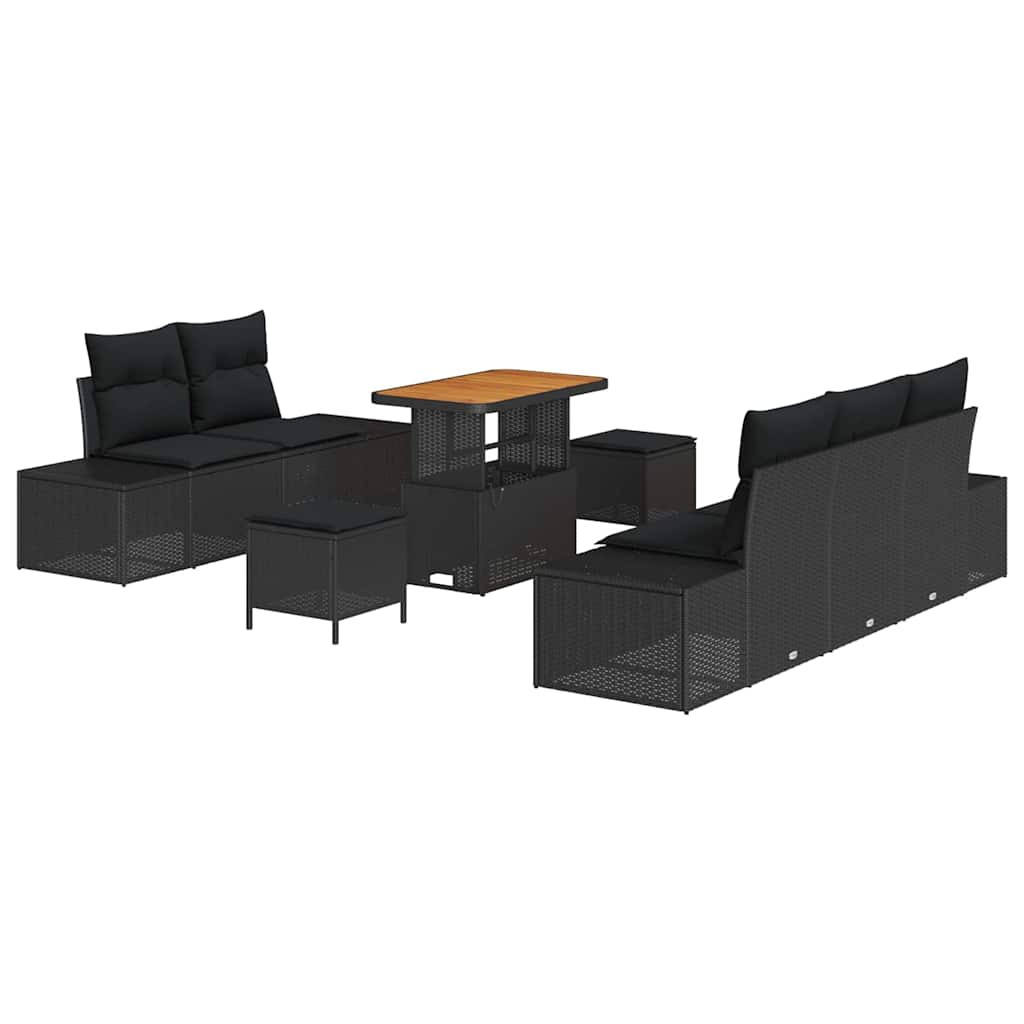 Havesofa Sæt med pude med opbevaring 8 pcs Sort 90 x 55 x 71 cm