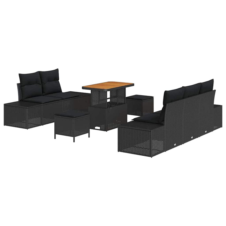 Havesofa Sæt med pude med opbevaring 8 pcs Sort 90 x 55 x 71 cm