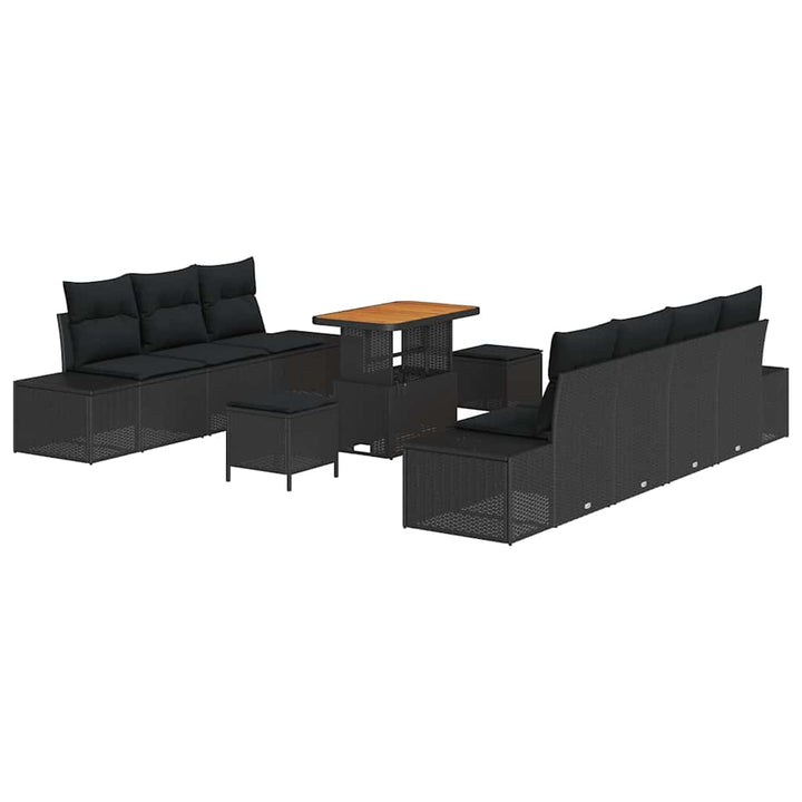 Havesofa Sæt med pude med pude 10 pcs Sort 90 x 55 x 71 cm