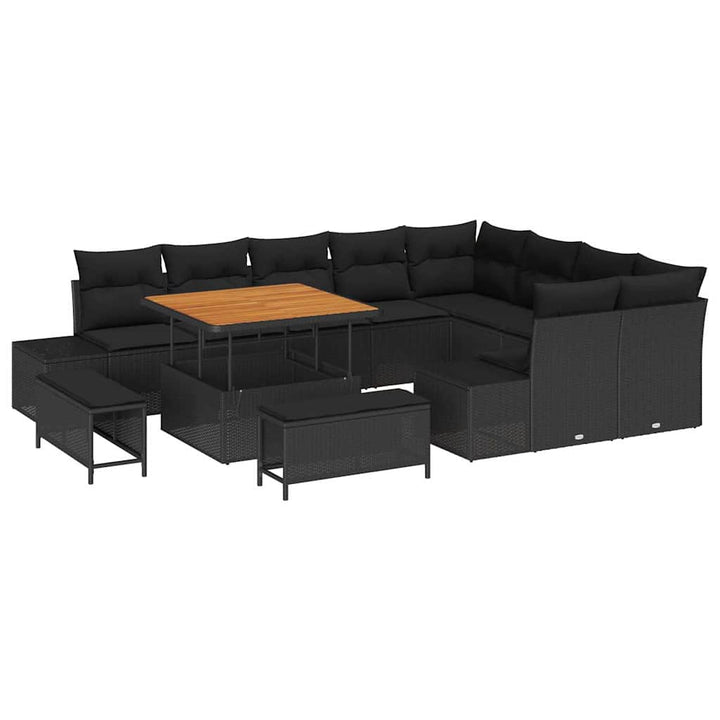 Havesofa Sæt med pude med pude 12 pcs Sort 100 x 100 x 71 cm