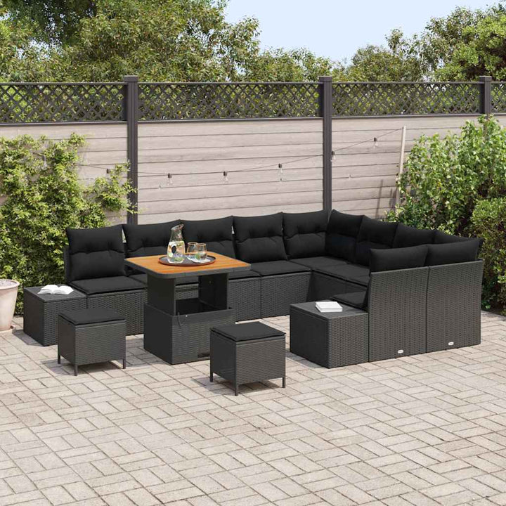 Havesofa Sæt med pude med pude 12 pcs Sort 80 x 80 x 71 cm