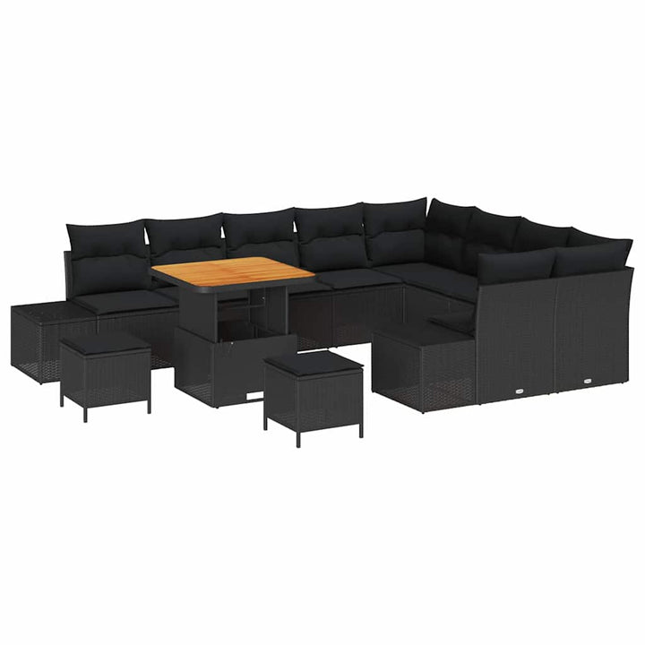 Havesofa Sæt med pude med pude 12 pcs Sort 80 x 80 x 71 cm