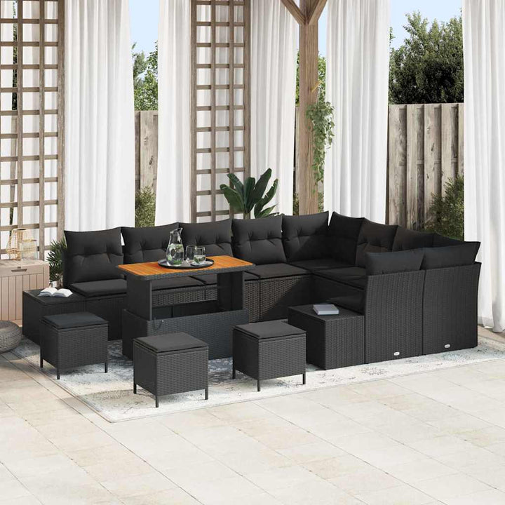 Havesofa Sæt med pude med pude 13 pcs Sort 110 x 55 x 71 cm