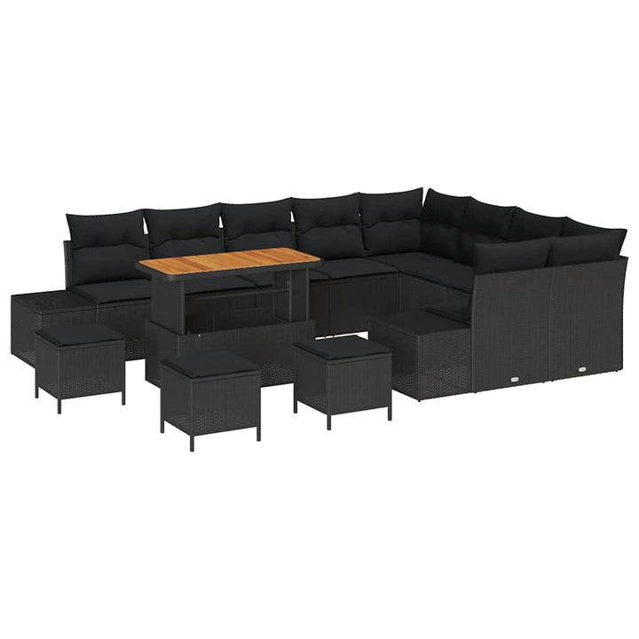 Havesofa Sæt med pude med pude 13 pcs Sort 110 x 55 x 71 cm