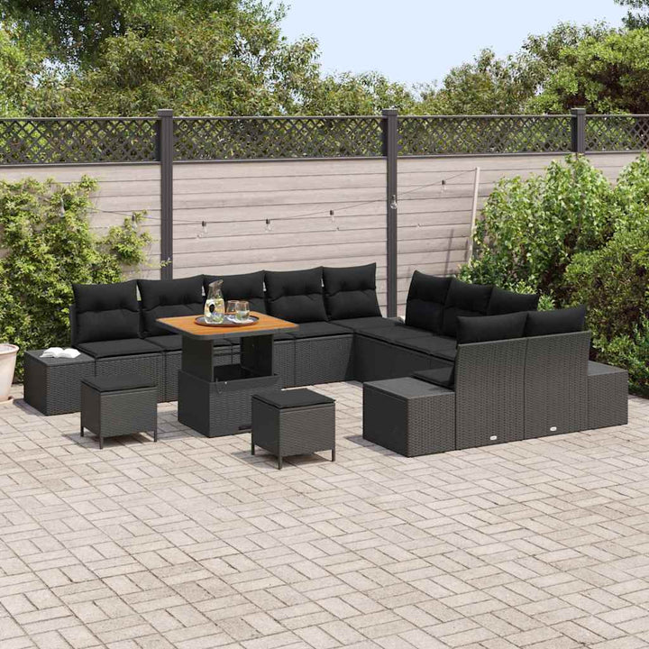 Havesofa Sæt med pude med pude 13 pcs Sort 80 x 80 x 71 cm
