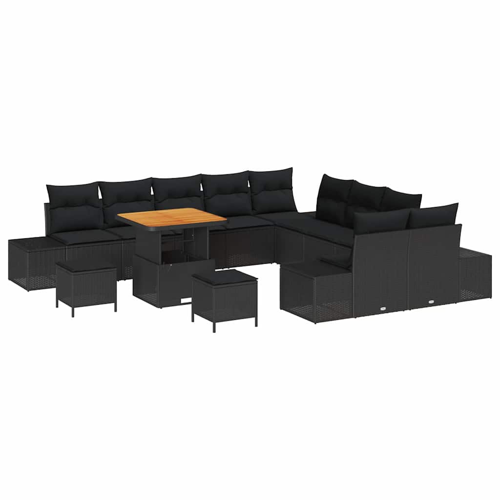 Havesofa Sæt med pude med pude 13 pcs Sort 80 x 80 x 71 cm