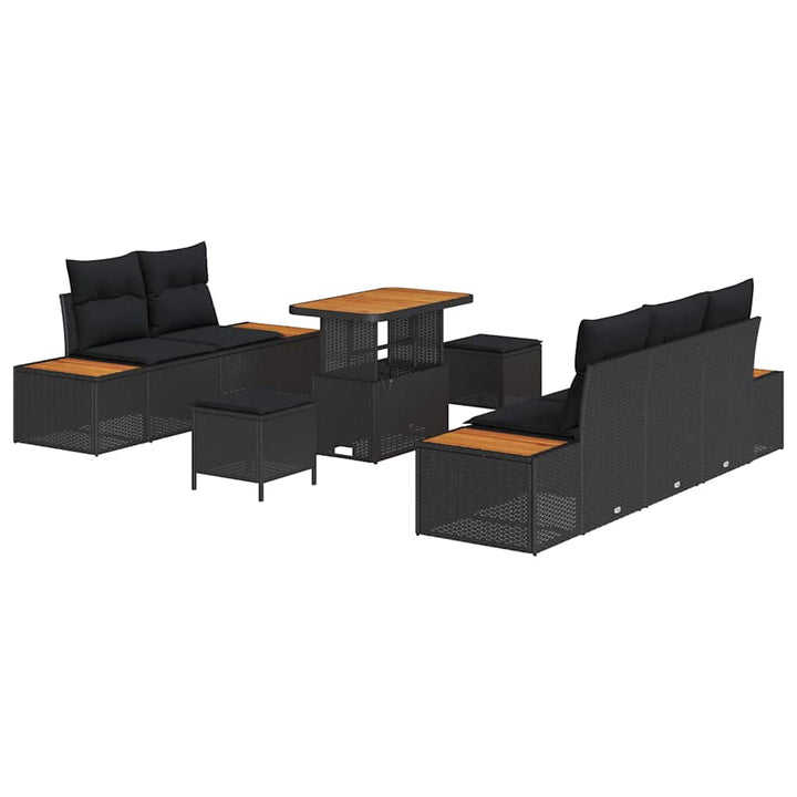Havesofa Sæt med pude med opbevaring 8 pcs Sort 90 x 55 x 71 cm