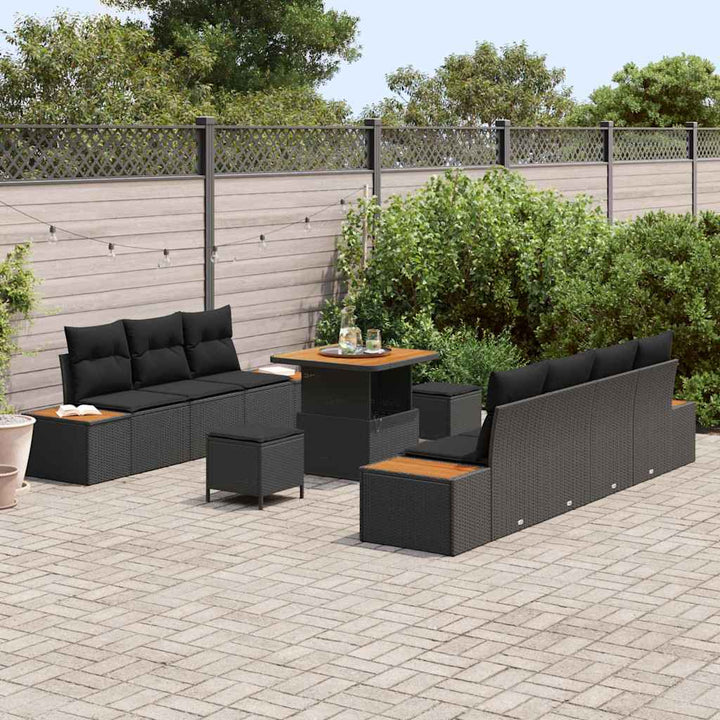 Havesofa Sæt med pude med pude 10 pcs Sort 80 x 80 x 71 cm