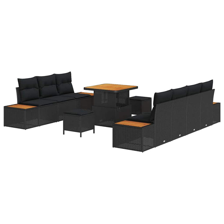 Havesofa Sæt med pude med pude 10 pcs Sort 80 x 80 x 71 cm