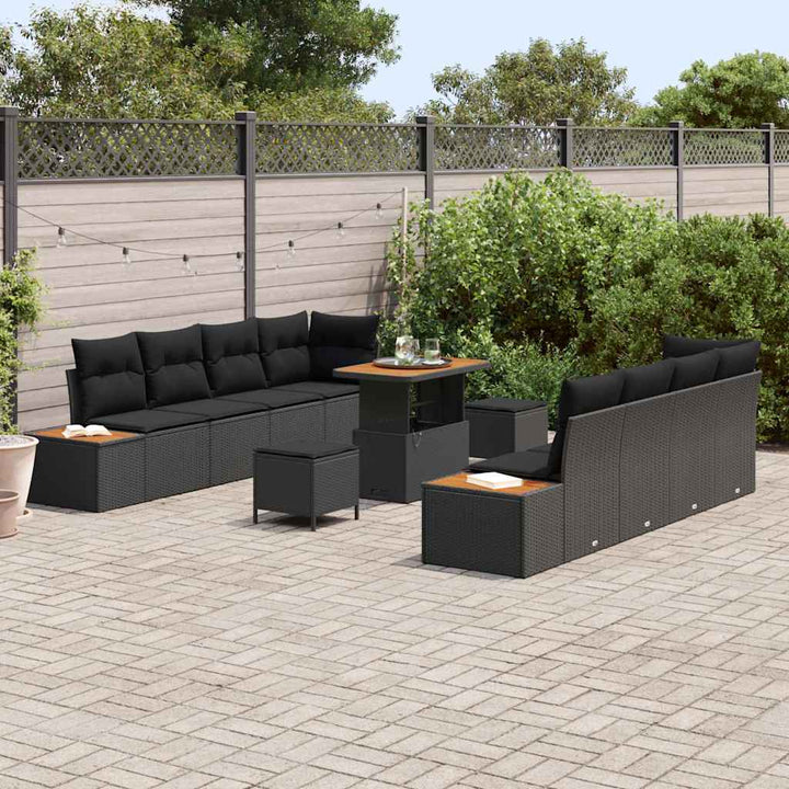 Havesofa Sæt med pude med pude 11 pcs Sort 90 x 55 x 71 cm