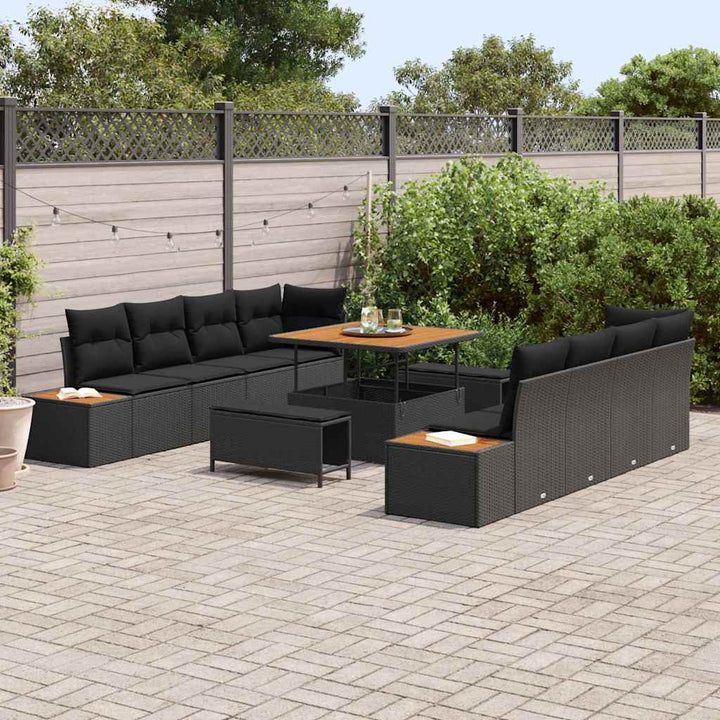 Havesofa Sæt med pude med pude 11 pcs Sort 100 x 100 x 71 cm