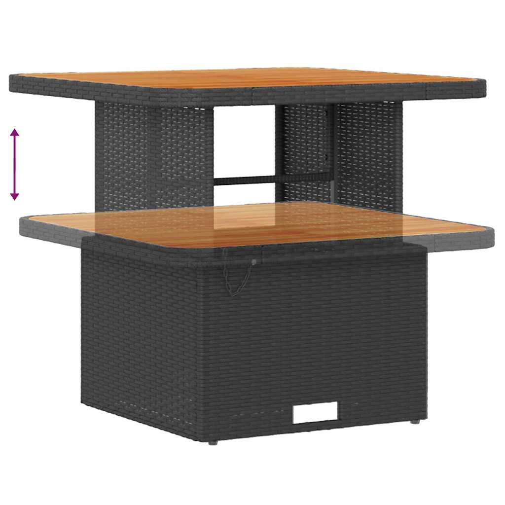 Havesofa Sæt med pude med opbevaring Sort Poly rattan