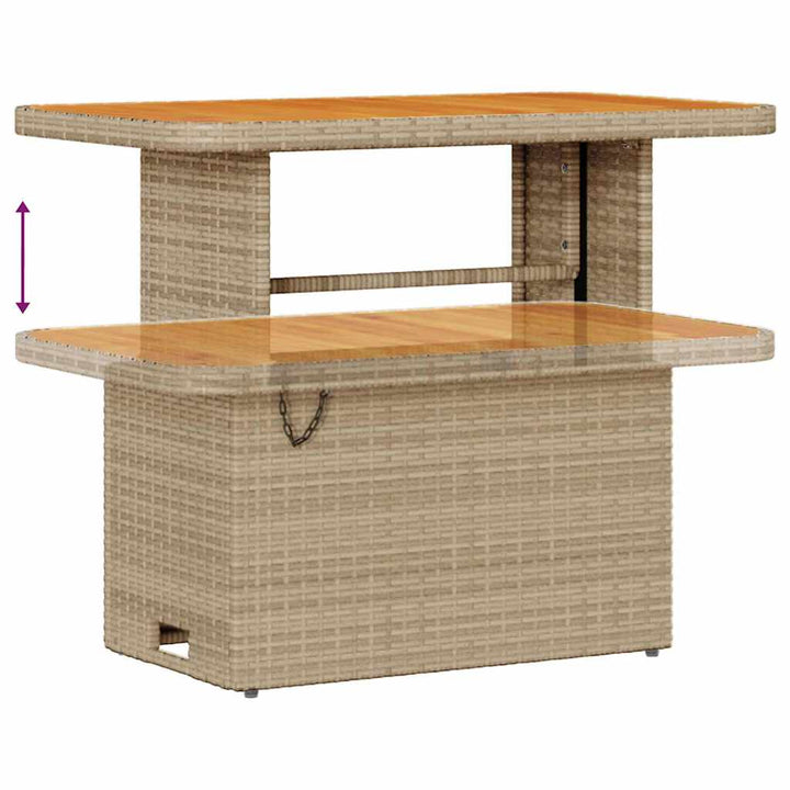 Havesofa Sæt med pude med opbevaring Beige Poly rattan