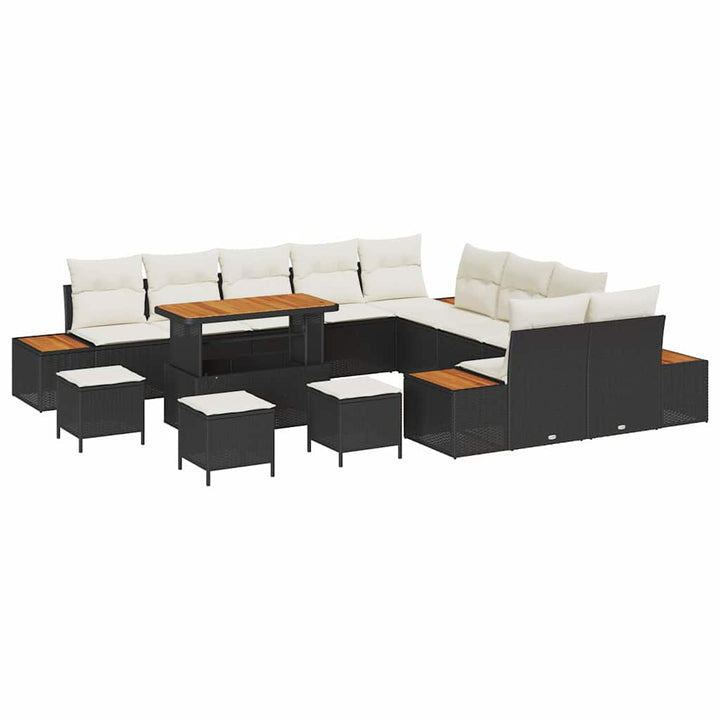 Havesofa Sæt med pude med opbevaring Sort Poly rattan