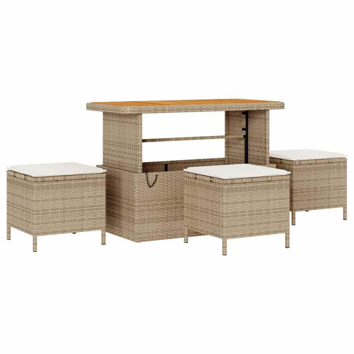 Havesofa Sæt med pude med opbevaring Beige Poly rattan