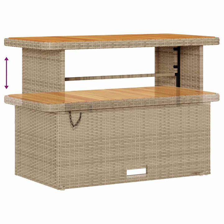 Havesofa Sæt med pude med opbevaring Beige Poly rattan