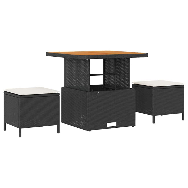 Havesofa Sæt med pude med opbevaring 9 pcs Sort Poly rattan